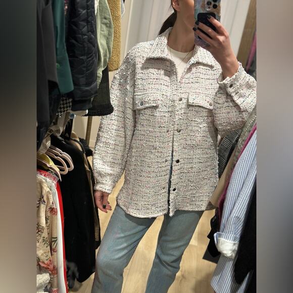 White pastel tweed jacket: size S fit up to L - Picture 11 of 15